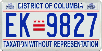 DC license plate EK9827