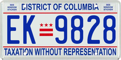 DC license plate EK9828