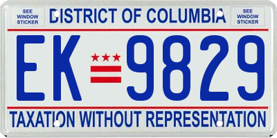 DC license plate EK9829