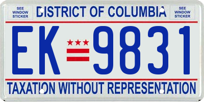 DC license plate EK9831