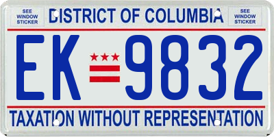 DC license plate EK9832