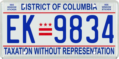 DC license plate EK9834