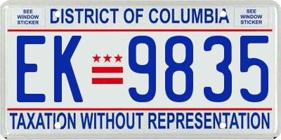 DC license plate EK9835