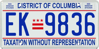 DC license plate EK9836