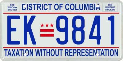 DC license plate EK9841