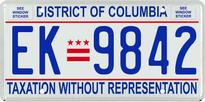 DC license plate EK9842