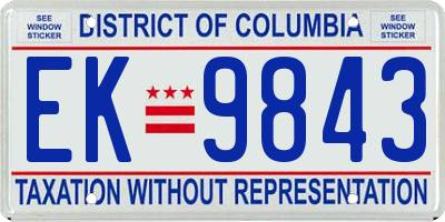 DC license plate EK9843