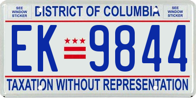 DC license plate EK9844