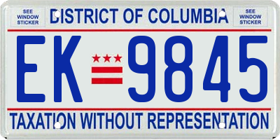 DC license plate EK9845