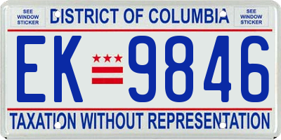 DC license plate EK9846