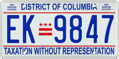 DC license plate EK9847