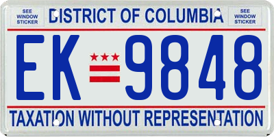 DC license plate EK9848