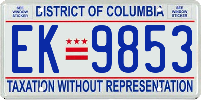 DC license plate EK9853