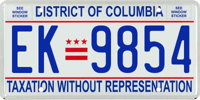 DC license plate EK9854