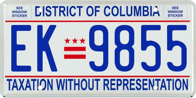 DC license plate EK9855