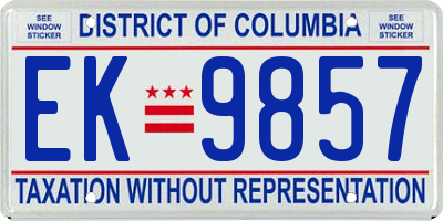 DC license plate EK9857