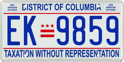 DC license plate EK9859