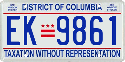 DC license plate EK9861