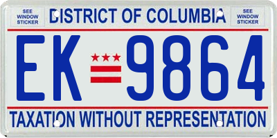 DC license plate EK9864