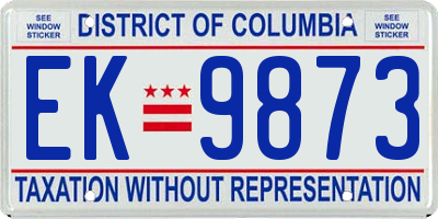 DC license plate EK9873