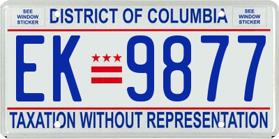 DC license plate EK9877