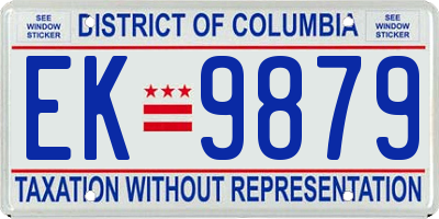 DC license plate EK9879