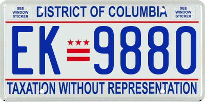 DC license plate EK9880