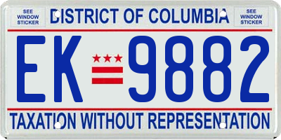 DC license plate EK9882