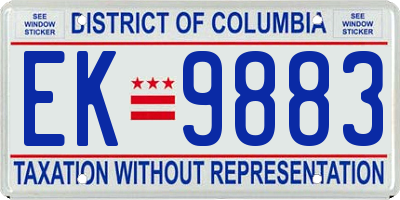 DC license plate EK9883