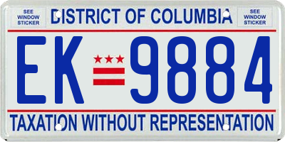 DC license plate EK9884