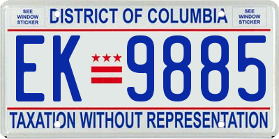 DC license plate EK9885