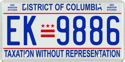 DC license plate EK9886