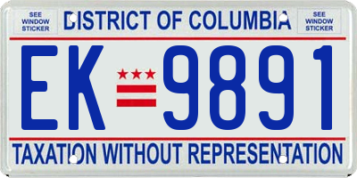 DC license plate EK9891