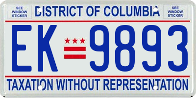 DC license plate EK9893