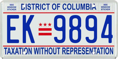 DC license plate EK9894