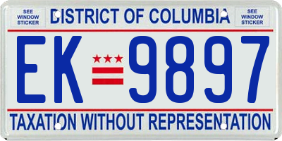 DC license plate EK9897