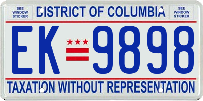 DC license plate EK9898