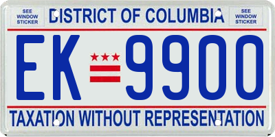 DC license plate EK9900