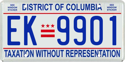 DC license plate EK9901