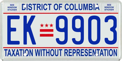 DC license plate EK9903