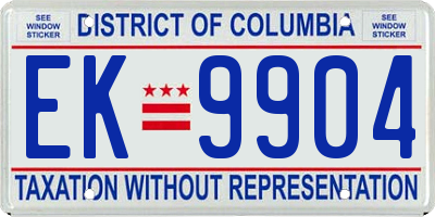 DC license plate EK9904