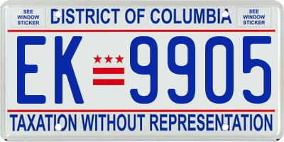 DC license plate EK9905