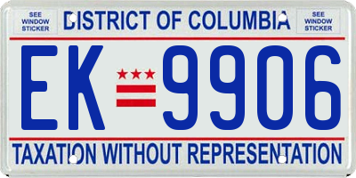 DC license plate EK9906