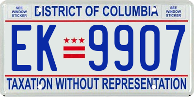 DC license plate EK9907