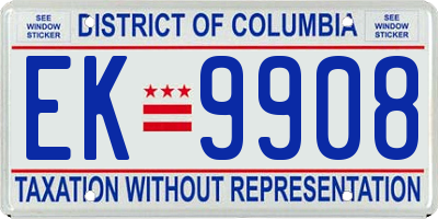DC license plate EK9908