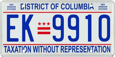 DC license plate EK9910