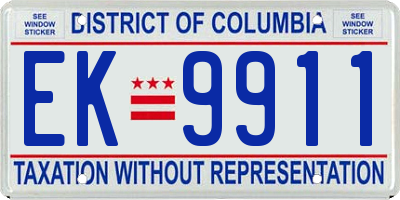 DC license plate EK9911