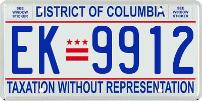 DC license plate EK9912