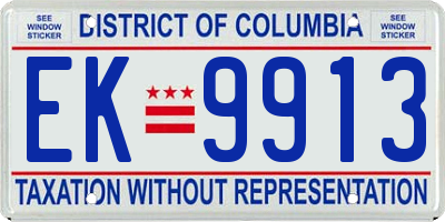 DC license plate EK9913