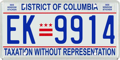 DC license plate EK9914